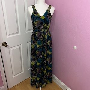 H&M black, green , purple Maxi dress with lace detail